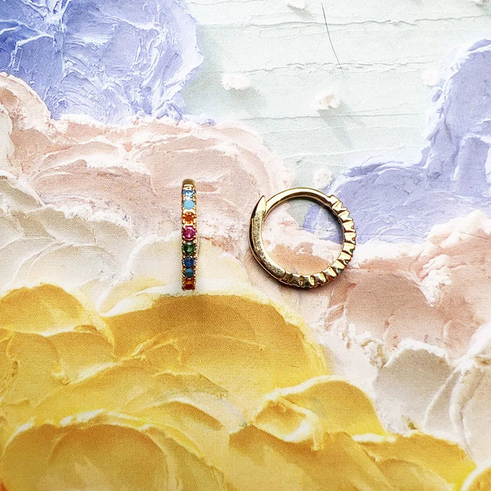 925 Sterling Silver Boho Chic Gold Plated Hoop Earrings Colourful Stones Real Women Fine Jewelry Bohemian