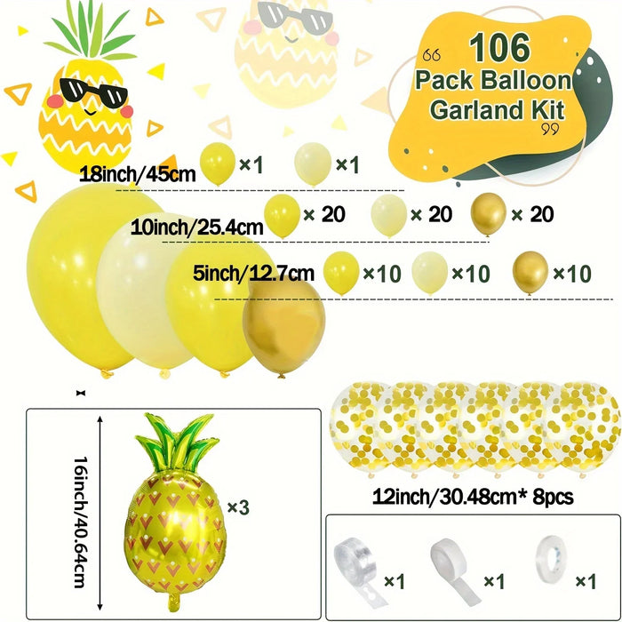 106Pcs Pineapple Balloon Garland Arch Kit Wedding Birthday Party Anniversary Graduation Festival Easter Room Decoration
