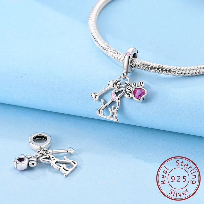 925 Sterling Silver Puppy Claw Bone Pendant For Women Diy Gift