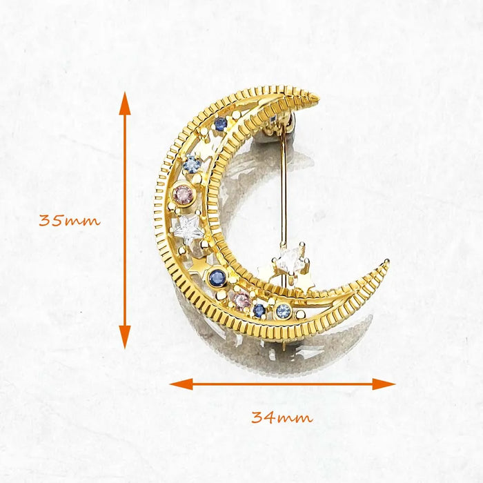 925 Sterling Silver Romantic Colourful Moon Brooch In Fine Jewelry Gift For Her
