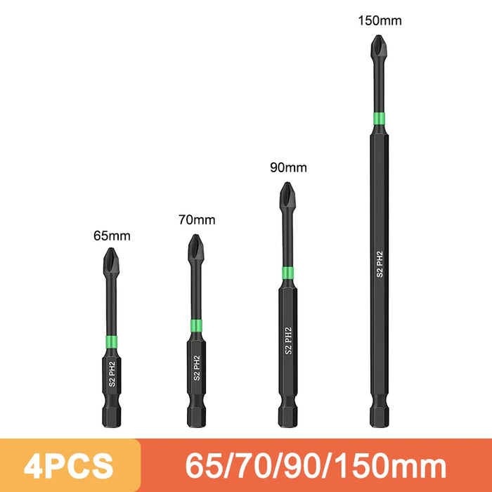Ph2 Magnetic Cross Impact Screwdriver Bit Set High Hardness Non Slip
