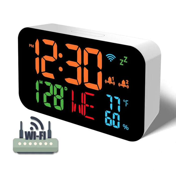 Indoor Desk Clock With Temperature Humidity And Dual Alarm