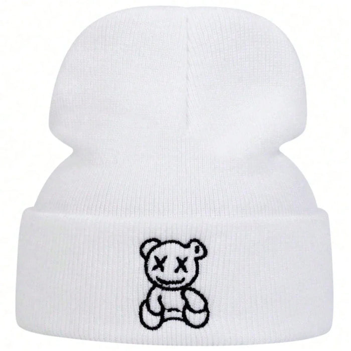 Cozy Little Bear Embroidered Beanie For Men & Women Autumn / Winter Knit Hat