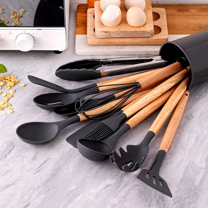 12 Piece Non Stick Silicone Utensil Set For Cooking Heat Resistant Kitchen Tools