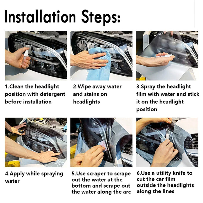 Black Smoke Armored Film Gloss Pvc Wrap For Lights - Durable Car Cover