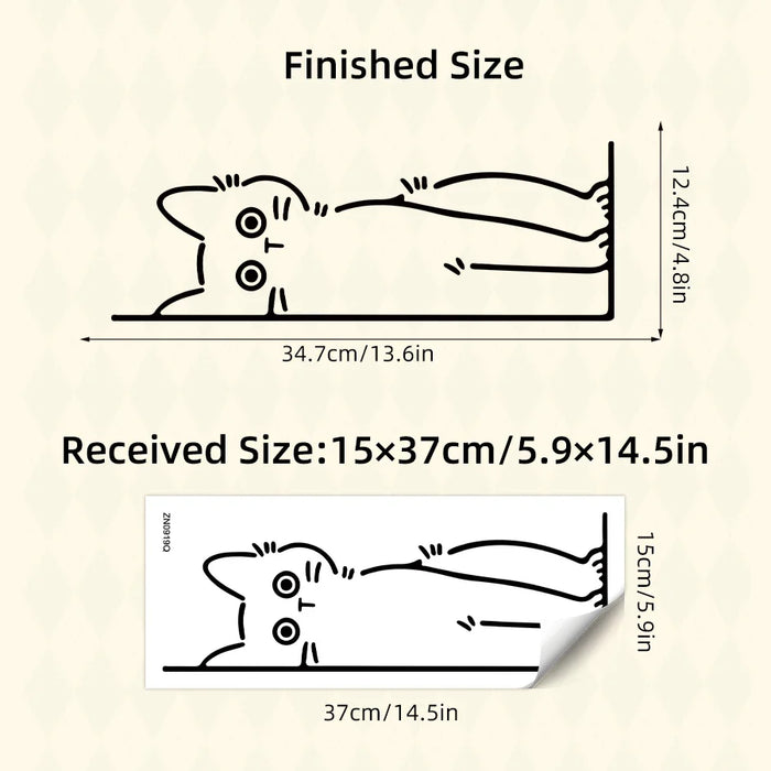 1Pc Self Adhesive Wall Stickers For Home Decor Black Lines Peeping Cats Decals