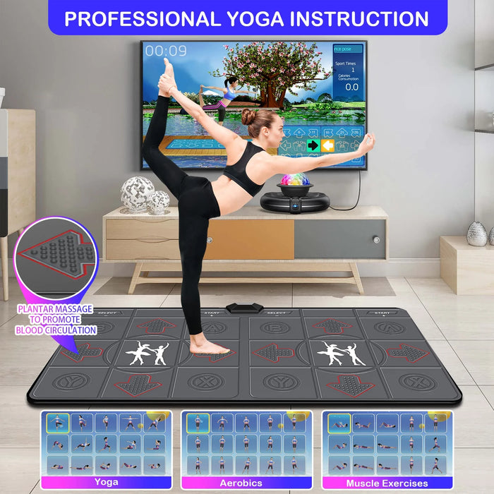 Tv / Pc Dance Mat Game Dual User Wireless Handles Non Slip Pads