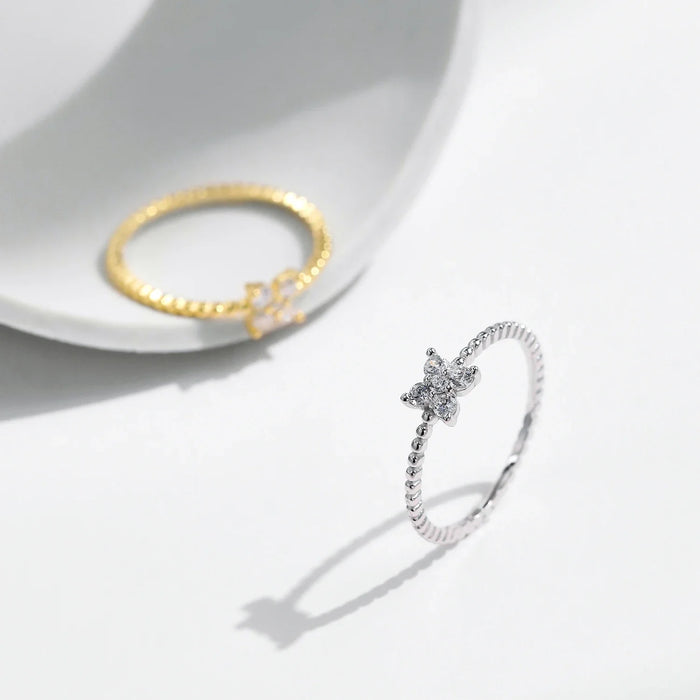 925 Sterling Silver D Colour Moissanite Clover Ring