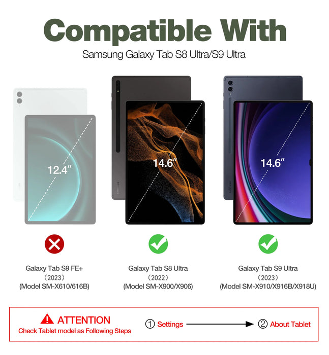 For Samsung Galaxy Tab S9 / S8 / S10 Ultra Heavy Shockproof Full Body Protective Case With Pen Holder Built In Screen Protector