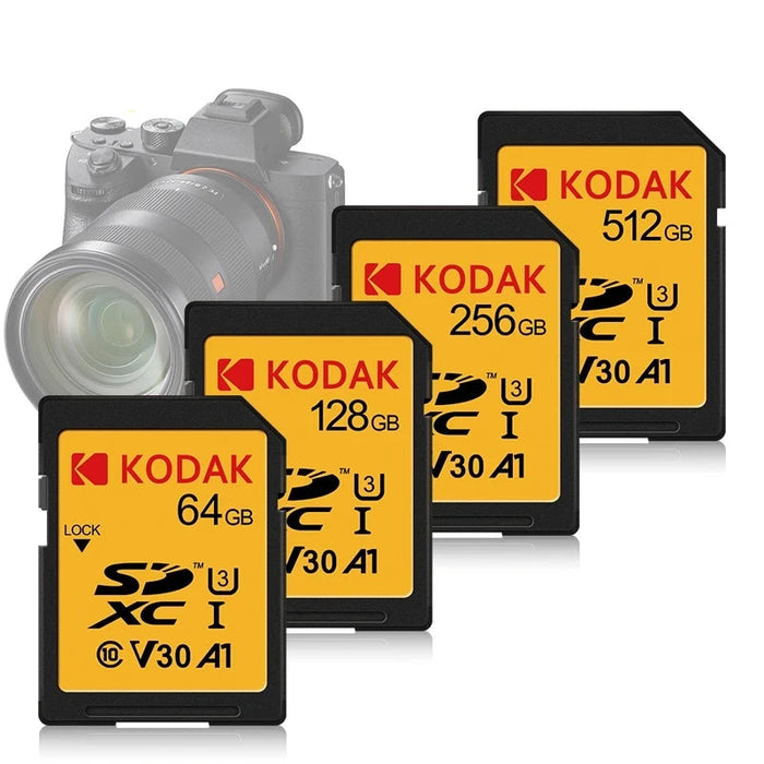 Kodak High Speed 100mb/s Sd Cards 256gb 128gb 64gb For Camera 4k Hd Slr Dv C10 A1 U3 V30 Uhs I