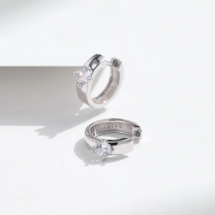 925 Sterling Silver Moissanite Hoop Earrings: Lab Diamond