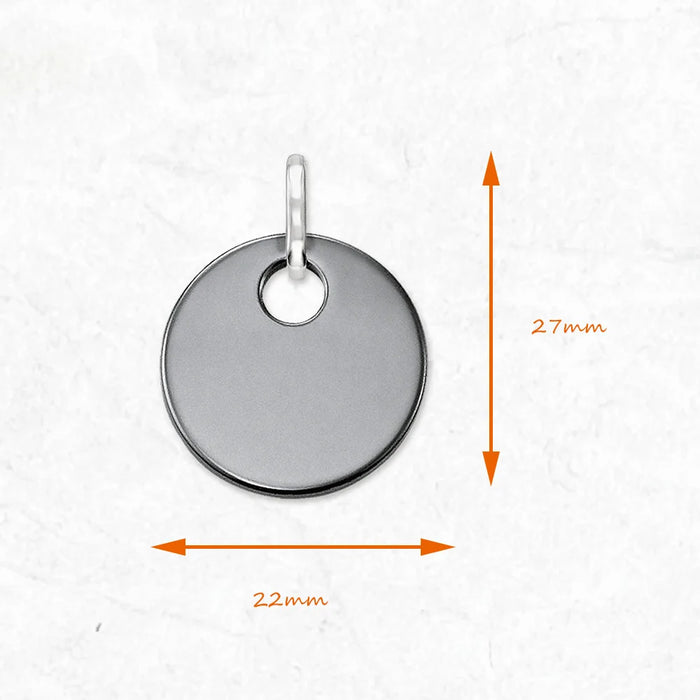 925 Sterling Silver Round Hematite Disc Pendant Fashion Jewelry Gift For Women