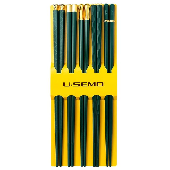 5 Pairs Stainless Steel Asian Chopsticks Set