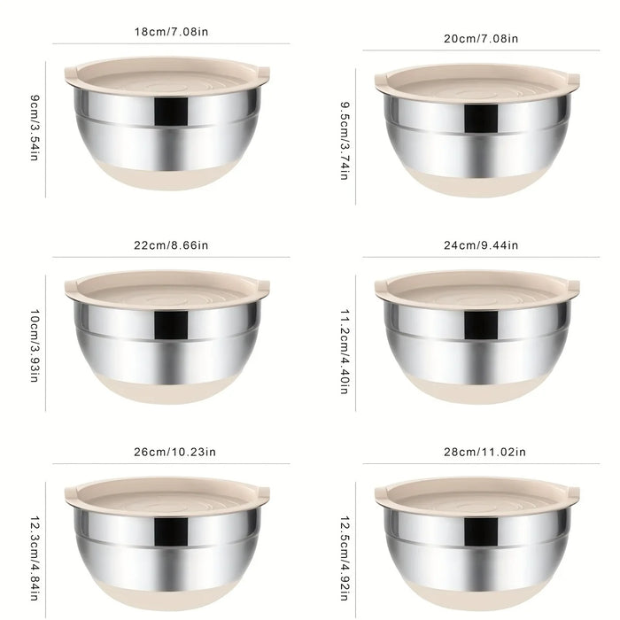 Steel Mixing Bowls With Airtight Lids & Grater Attachments