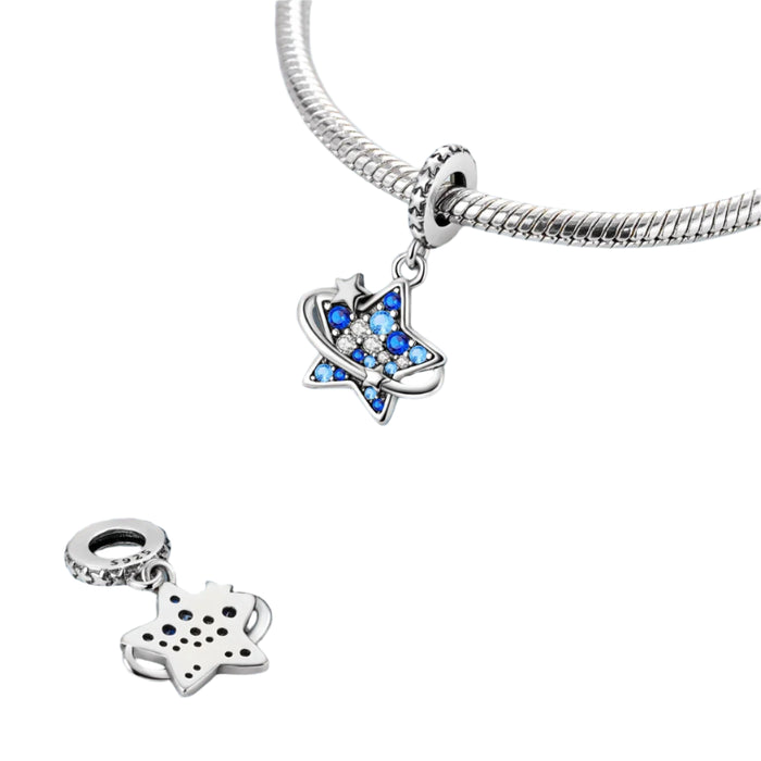925 Sterling Silver Blue Star Pendant Fits Bracelet Diy Gift For Women
