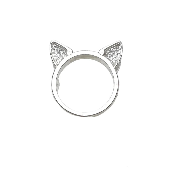 925 Sterling Silver Cat Ears Band Ring Europe Style Fashion Jewelry For Women