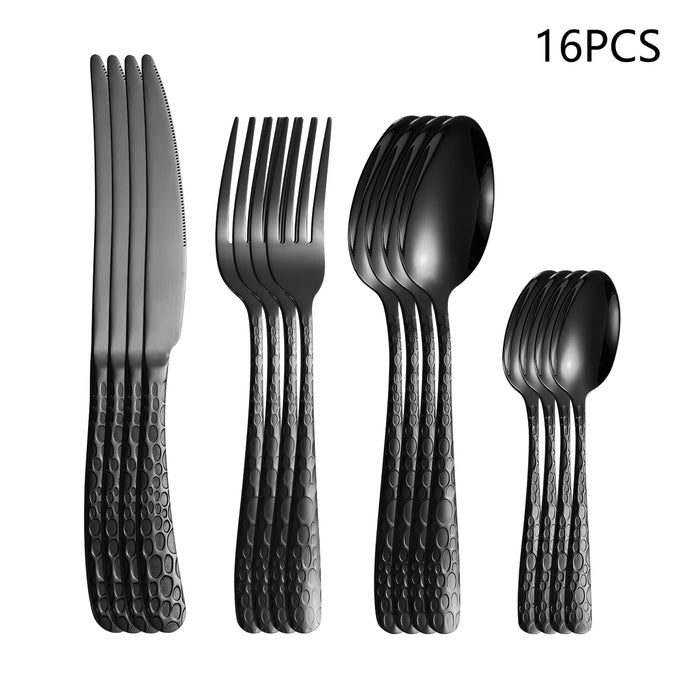 4 / 6 / 16 / 24 Piece Black Stainless Steel Cutlery Set 24 Piece For Home Kitchen And Holiday Dinners