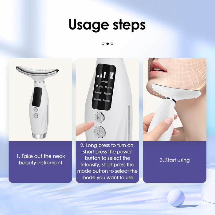 7 Color Led Neck Beauty Device For Facial Lifting And Skincare