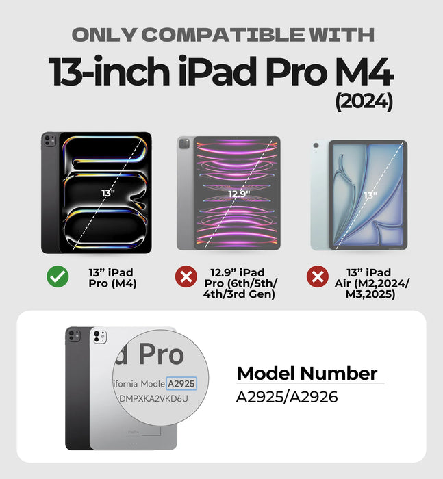 For Ipad Pro 13 Inch 2024 M4 Magnetic Floating Slim Removable Protective Case Adjustable Portrait / Landscape Stand