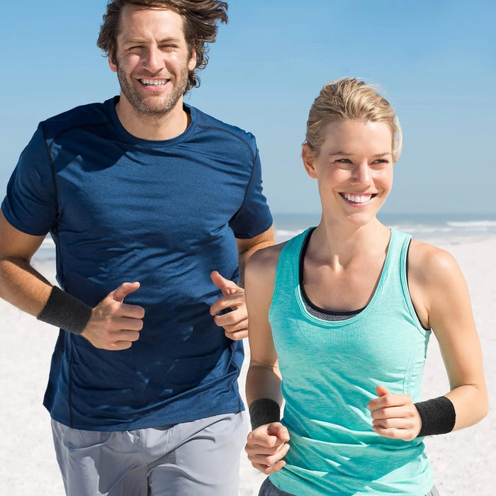 Pair of Sport Wristbands Cotton Sweatband For Tennis Basketball Running Gym