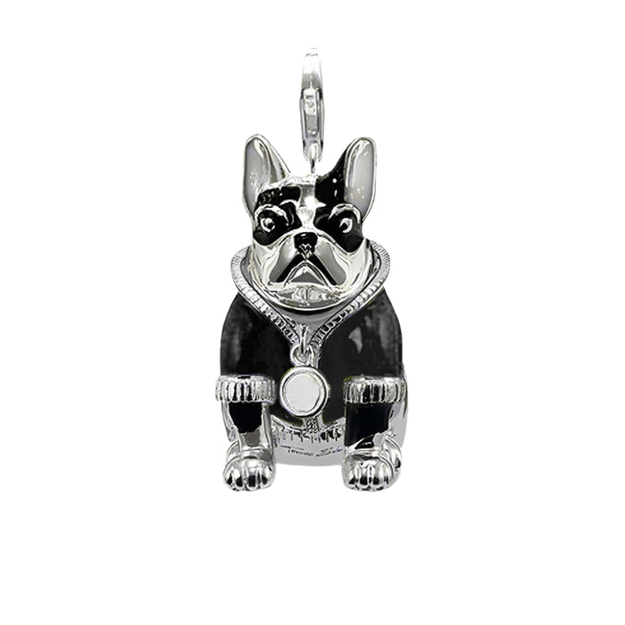 925 Sterling Silver Black Bulldog Pendant Trendy Animal Jewelry For Men & Women