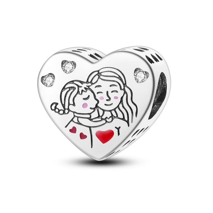 925 Sterling Silver Love Mom Charms Fine Diy Jewelry