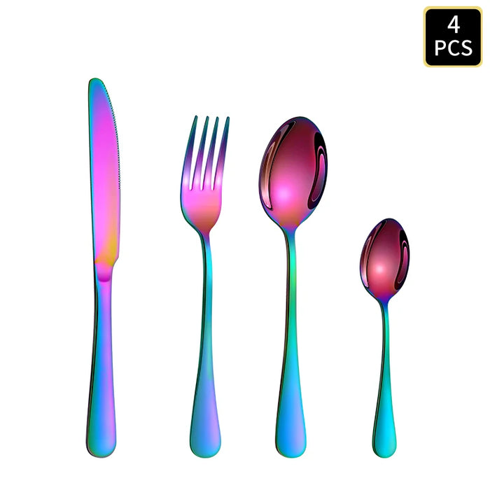 4 / 16 / 24 Piece Stainless Steel Cutlery Set Round Handle Wedding / Hotel