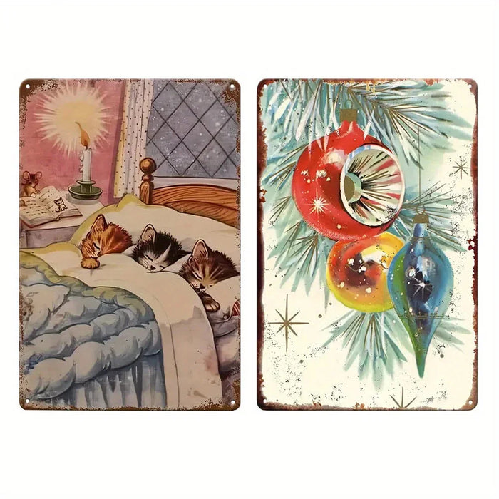 2-Piece Metal Sign Set For Home Bathroom Restaurant Or Room Decor