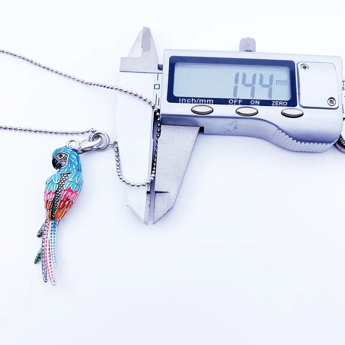 925 Sterling Silver Parrot Charm Necklace Link Chain Fashion Jewelry For Women