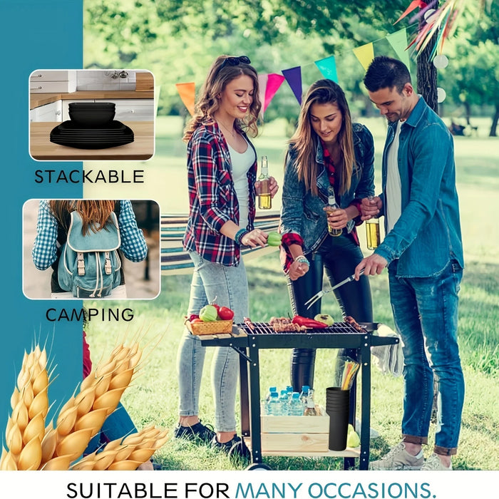 16 / 32 Piece Plastic Square Dinnerware Set Dishwasher & Microwave Safe Space