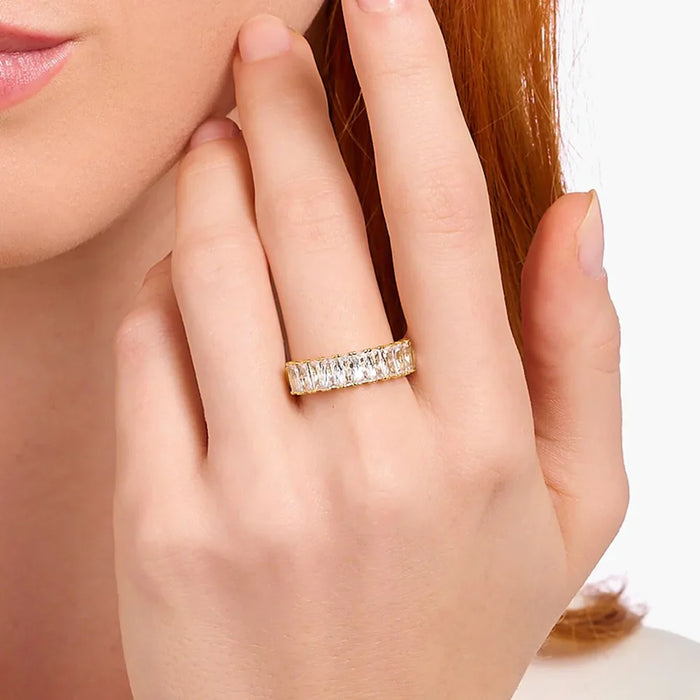 925 Sterling Silver Stunning Zircon Gold Ring Trend