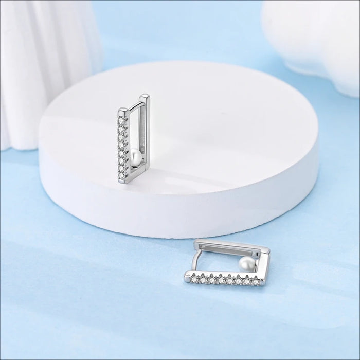 925 Sterling Silver Square Hoop Earrings For Women Simple & Elegant