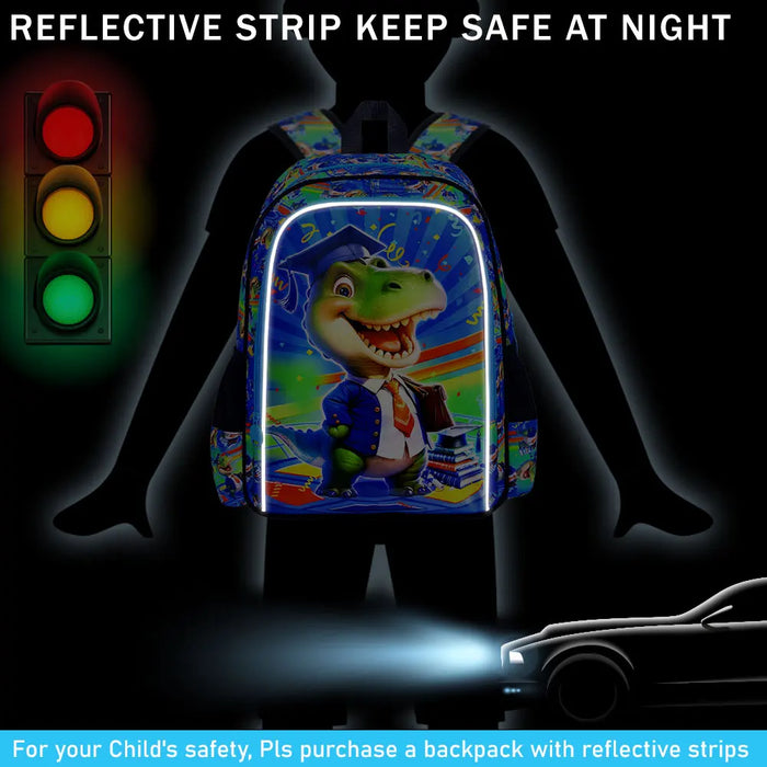 16 Inch Dinosaur Backpack Set For Boys School Lunch