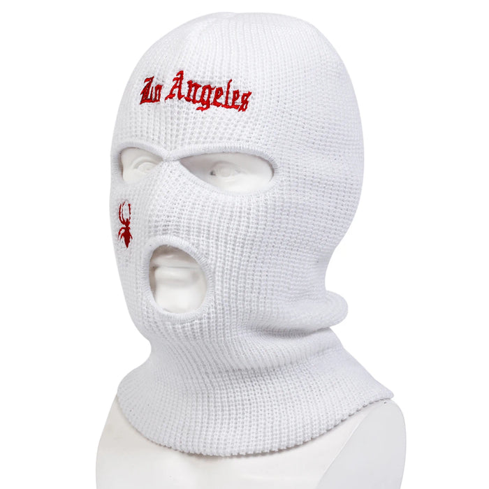 Embroidered Spider Masked Hat Winter Knit Beanie For Outdoor Activities