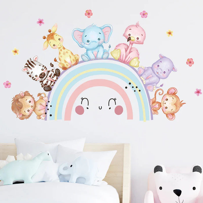 Colourful Animal Wall Stickers For Kids Room Decor