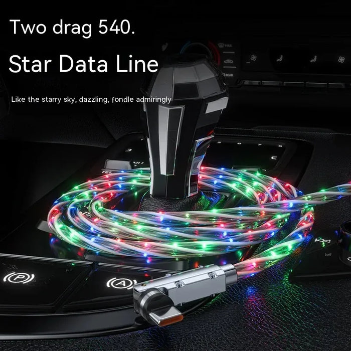 3A 2 In 1 Type C Cable 540 Degree Led Fast Charger