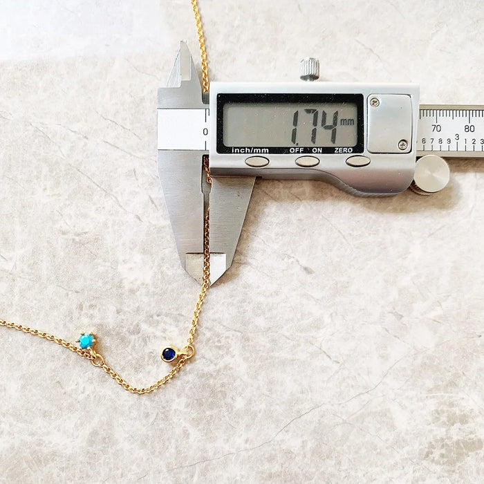 925 Sterling Silver Bohemian Necklace With Colourful Stones Fine Jewelry For Women European Style Golden Link Chain