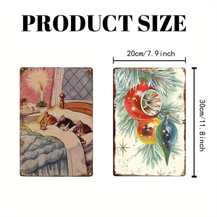 2-Piece Metal Sign Set For Home Bathroom Restaurant Or Room Decor