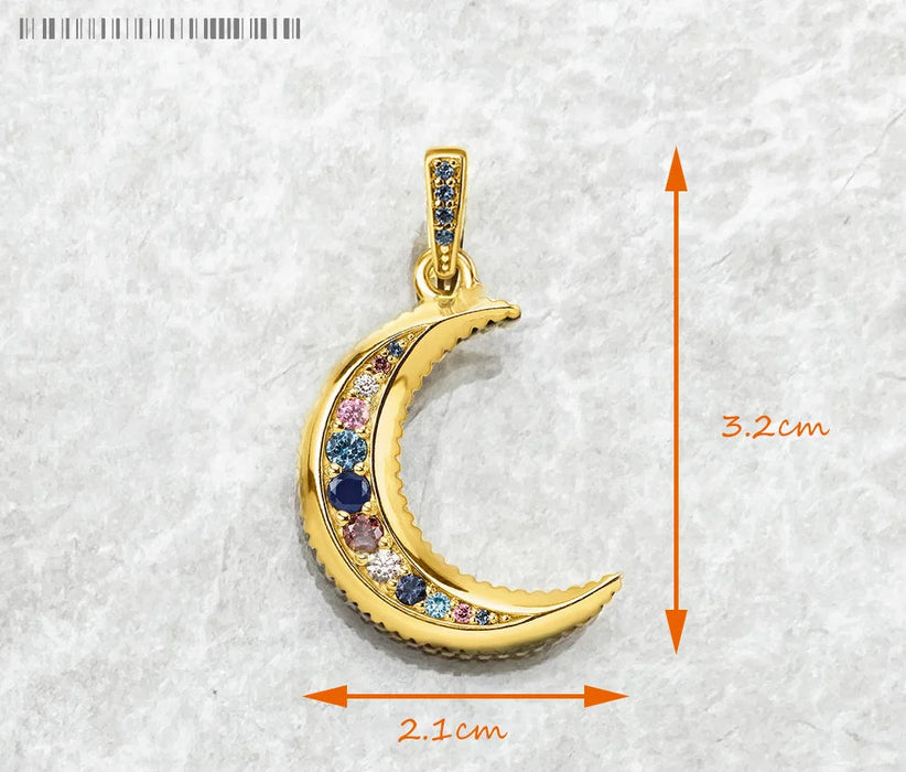 925 Sterling Silver Bohemian Moon Pendant Fashion Jewelry For Women