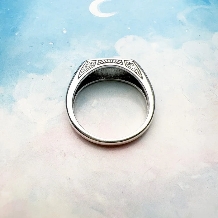 925 Sterling Silver Vintage Oval Onyx Signet Ring European Style Unisex