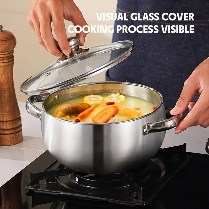 3 Piece Stainless Steel Cookware Set Induction Ready Thick Walls Dual Handles & Lids