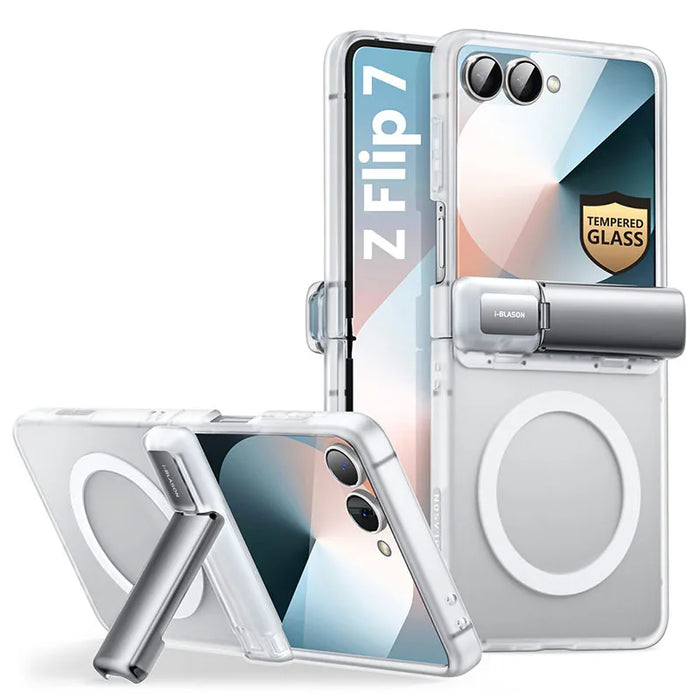 For Samsung Galaxy Z Flip 7 Cosmo Slim Matte Protective Magnetic Phone Case With Tempered Glass Screen Protector