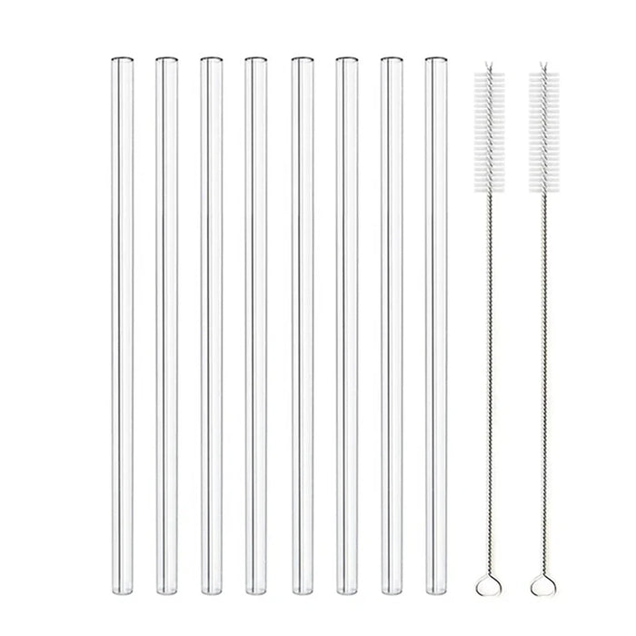 8 Piece Glass Straws Set For Drinks & Cocktails