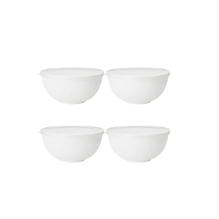 2 / 4 / 6 Piece Reusable White Plastic Bowls With Lids