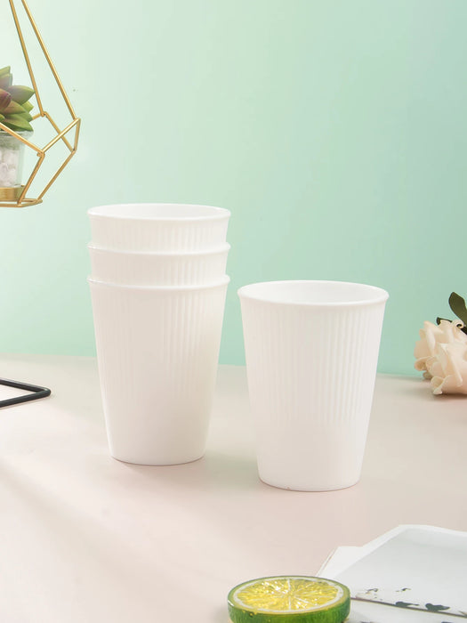2 / 4 / 6 Piece Reusable White Plastic Cups Perfect For Home Kitchen Picnic Camping