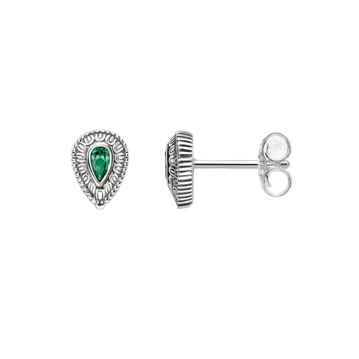 925 Sterling Silver Green Drip Tear Down Earrings