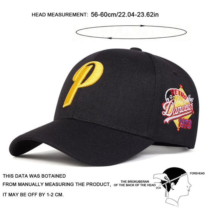 Adjustable Unisex P Letter Embroidered Baseball Cap Spring / Autumn Outdoor Casual Hat