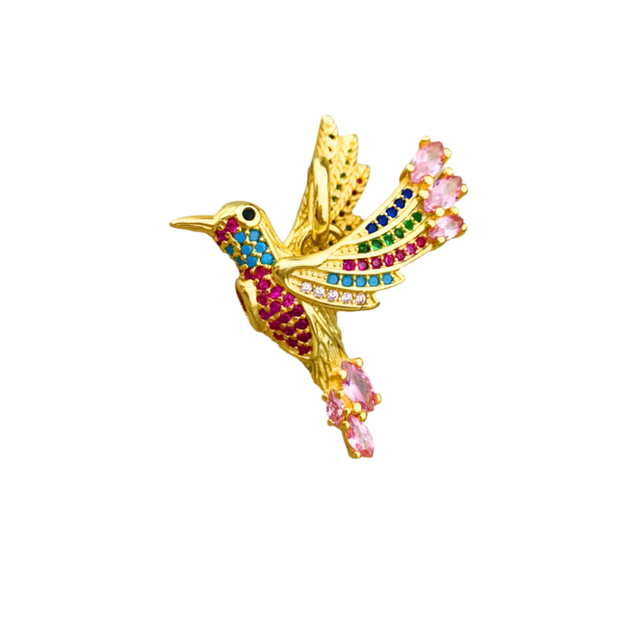 925 Sterling Silver Colourful Hummingbird Pendant Summer Jewelry For Women