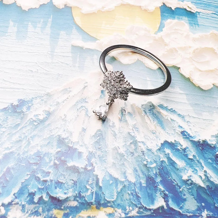 925 Sterling Silver Snowflake Ring Romantic Gift