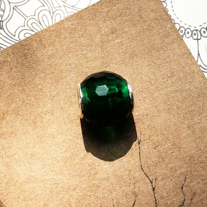 925 Sterling Silver Green Facted Beads Charms Jewelry Accessories For Women & Men